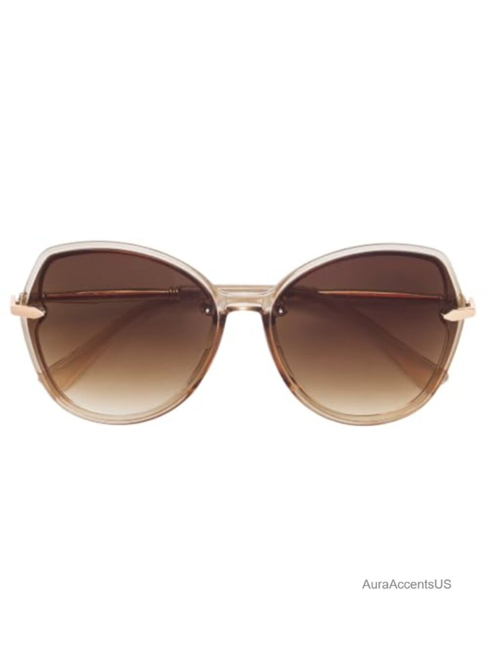 Oversized Butterfly Sunglasses UV400 PC Frame Gold Tone Metal Accents